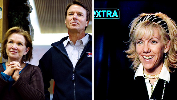 Former Democratic Presidential hopeful John Edwards and his wife, Elizabeth. Lienemann/AP, left; Lisa Druck (aka Rielle Hunter), right.)