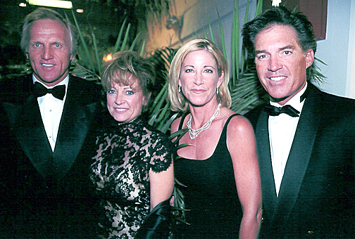 Greg Norman & wife, Laura with Chris Evert & husband Andy Mill at the Black Tie Dinner, 2001