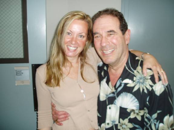 author at KGO studio in San Fran, 2005, with host, Ronn Owens
