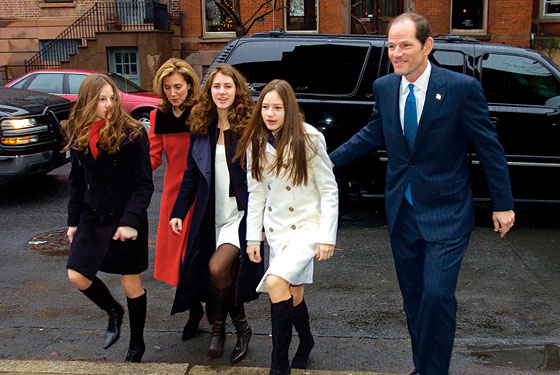Elliot Spitzer, wife, Silda, and three daughters (in happier days)